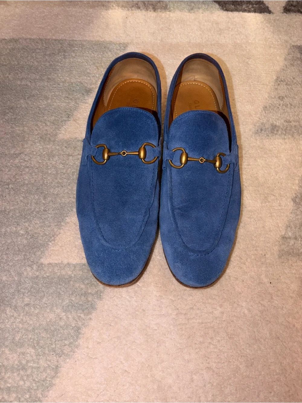 Gucci Blue Suede Horsebit Slip-On Loafers - Men